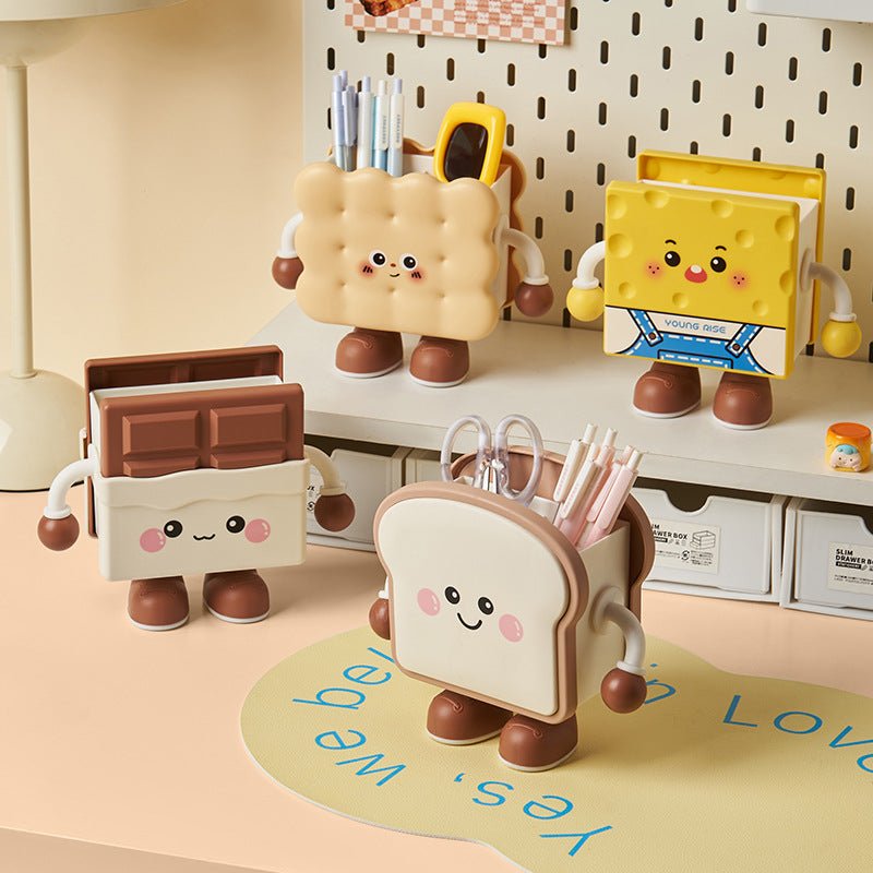 Cute Cartoon Desktop Stationery Organizer with Tissue Storage