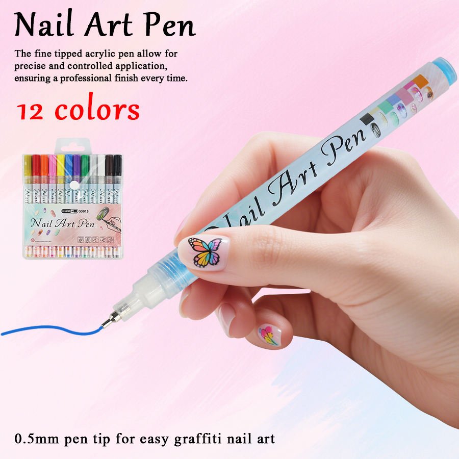Waterproof Nail Polish Pen Pack of 12 (Imported)💅✨