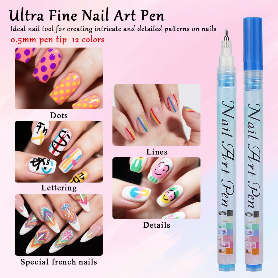 Waterproof Nail Polish Pen Pack of 12 (Imported)💅✨