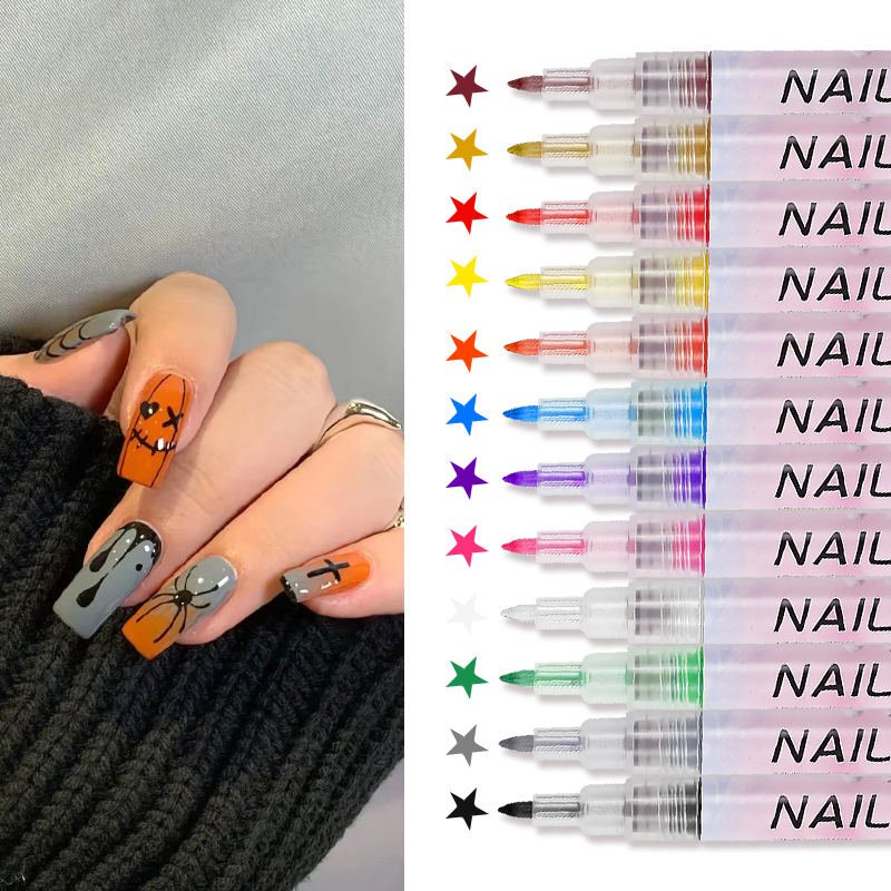 Waterproof Nail Polish Pen Pack of 12 (Imported)💅✨
